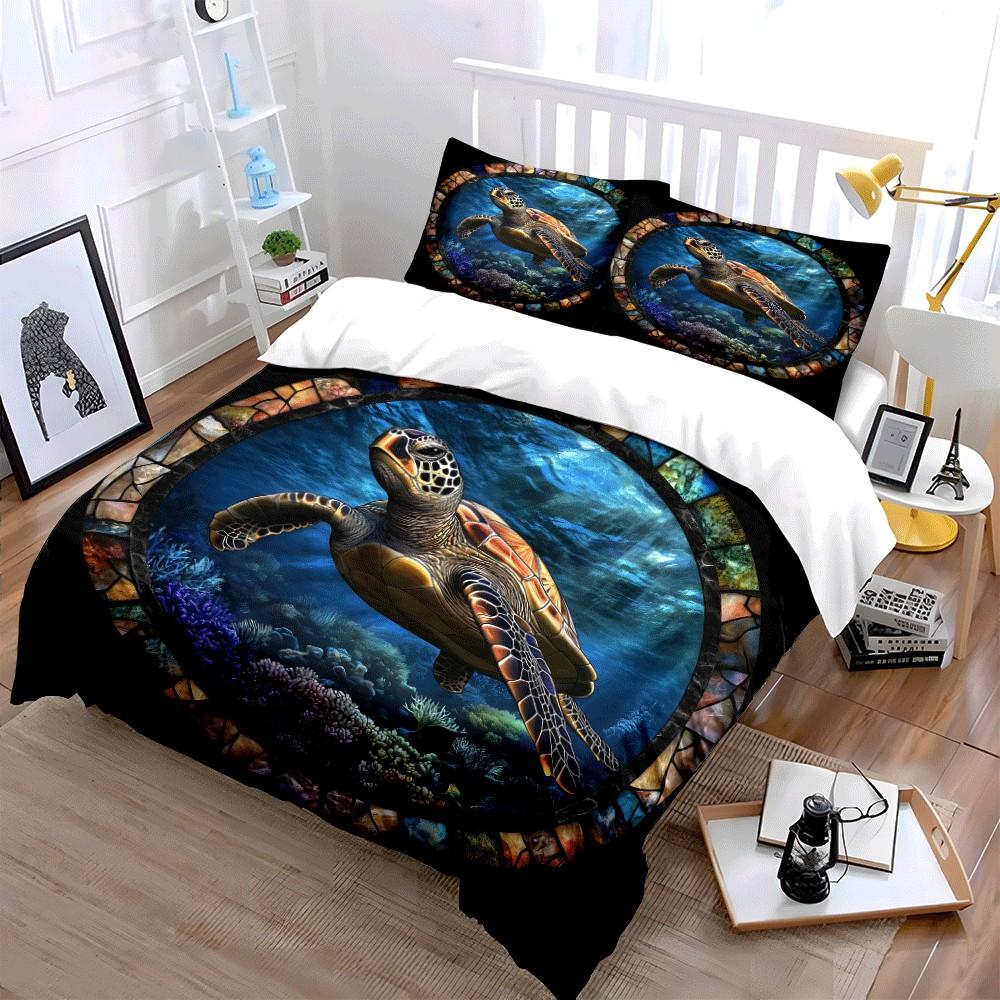 Marine Life Art Decor Set Exquisite three-piece bedding set gift for kids and adults
