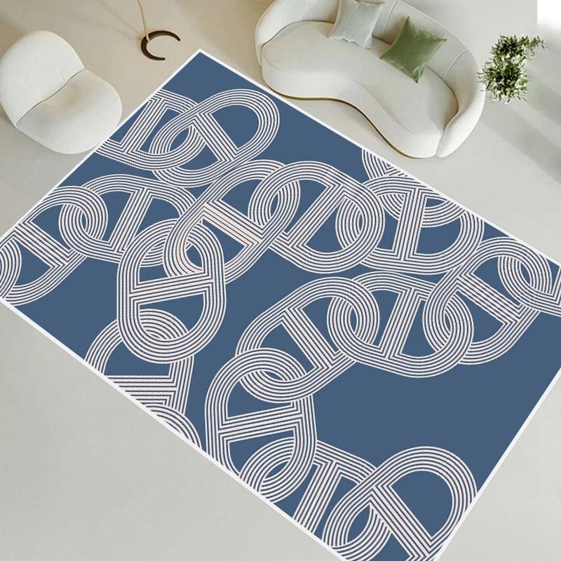 Modern Geometric Line Area Rug – Minimalist Abstract Loop Carpet Soft Non-Slip Floor Mat for Living Room Bedroom Office Decor