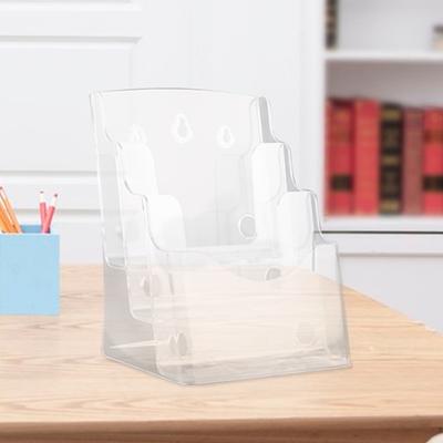 Soporte de acrílico para folletos Soporte de exhibición de folletos de 3 niveles con divisor Montaje en pared Encimera Soporte para folletos transparente Estante Soporte de exhibición de folletos para revistas