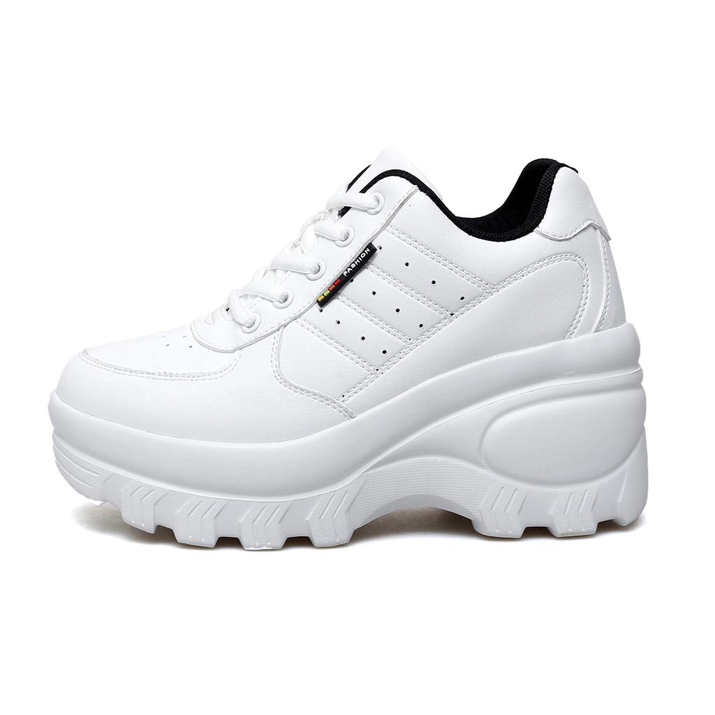 TUINANLE Weiße Keilabsatz Sneaker Damen Frühling Herbst Atmungsaktiv Klobige Plateau Sneaker Damen Zum Hineinschlüpfen Netz Laufschuhe
