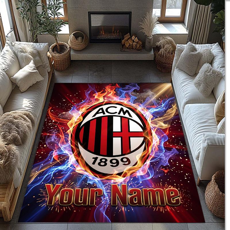 AC Milan Printed Crystal Velvet Rug Non‑Slip Crystal Velvet Carpet For Sofa Bedroom Indoor Home Decoration