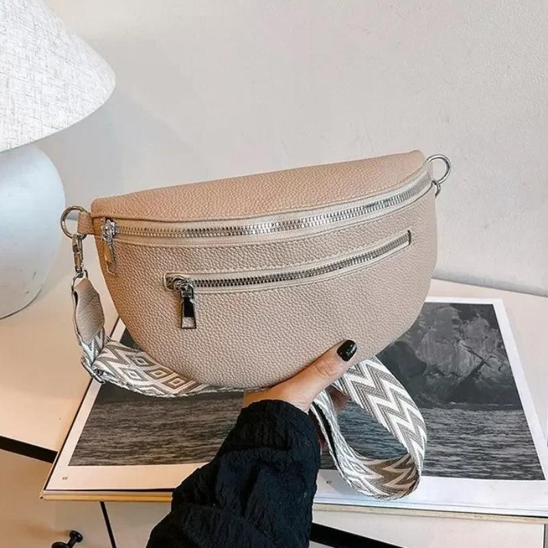 Simple Casual Solid Color PU Waist Packs 2026 Hot Selling Stitching Zipper Crossbody Bag Sweet Soft Popular Commuting Chest Bags