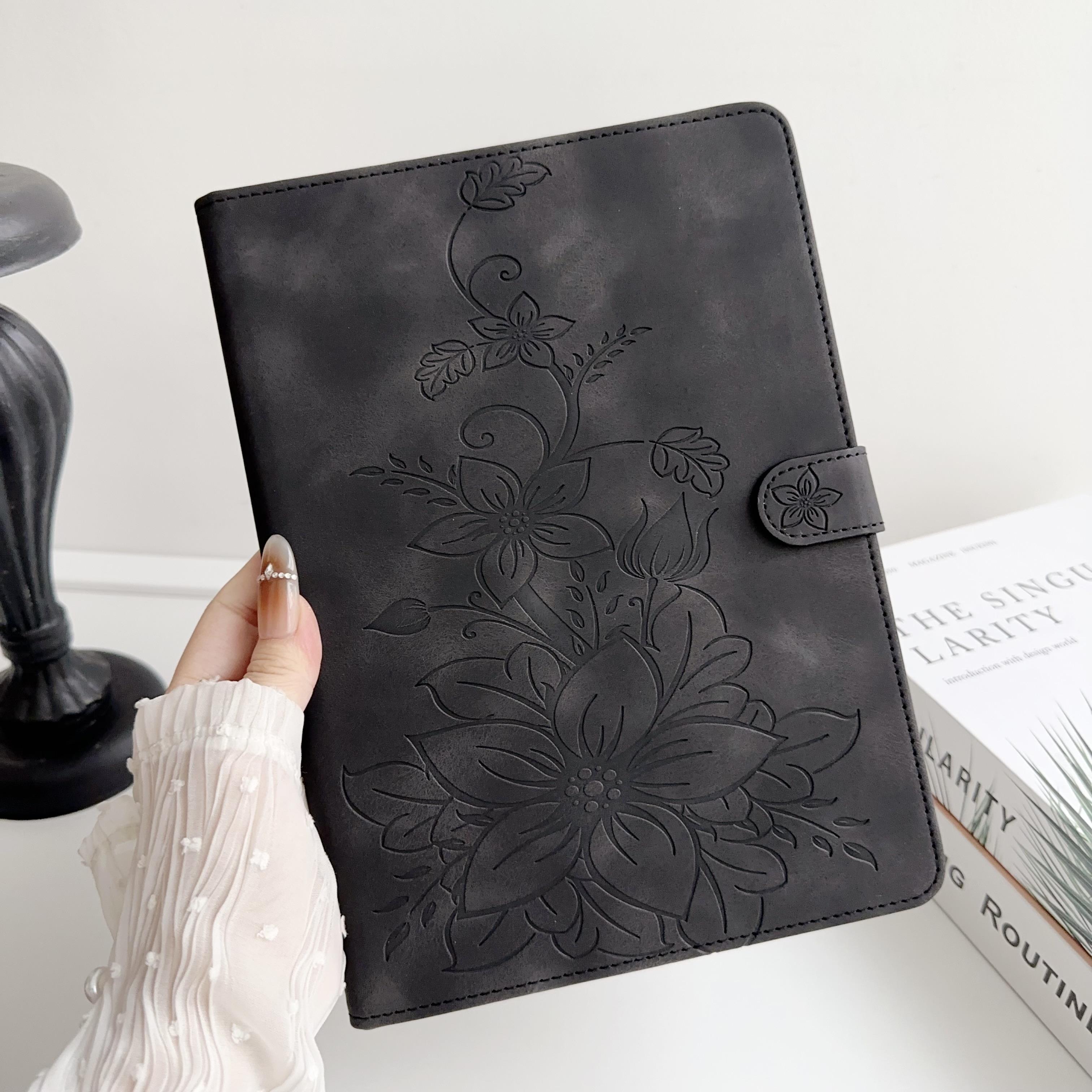 

Для Xiaomi Pad 7 / Xiaomi Pad 7 Pro. Чехол для планшета из искусственной кожи с изысканным цветочным тиснением Xiaomi Pad 7 чёрный