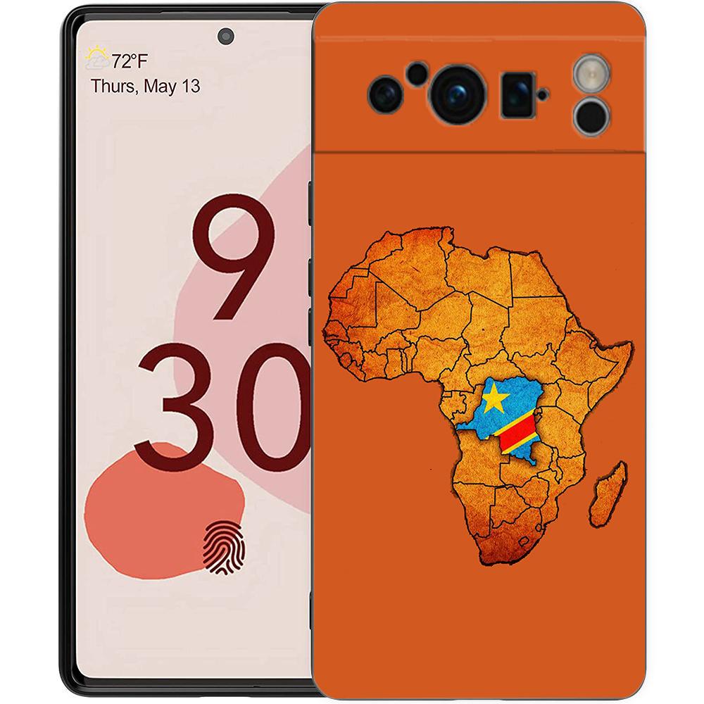 Handyhülle für Google Pixel 8 A 7 6 Pro 6A 5G Schwarz Weiche Stoßfeste Rückseite Silikon TPU Hülle Coque Kongo-Flagge