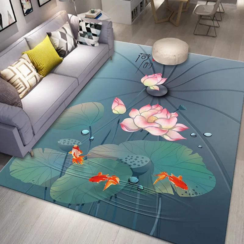 Peacock 3D Printing Carpet Living Room Coffee Table Floor Mat Bedroom Bedside Mats Corridor Anti-slip Decorative Rug Floor Mat