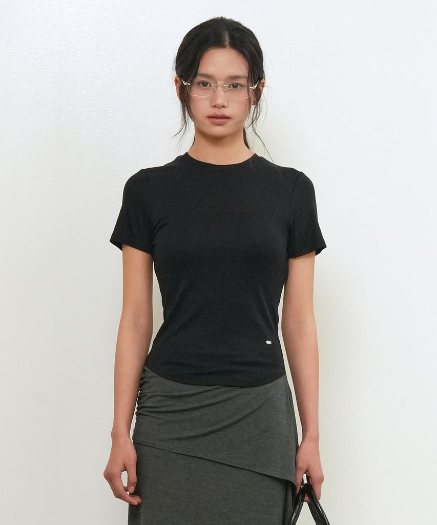 GENERALIDEA Acetate Round Neck T-Shirt [Black] / Gf2Lts509