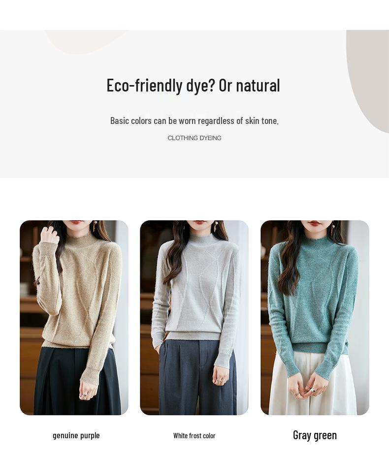 2025 Women's 100% Pure Wool High-Collar Loose Knit Sweater for Autumn/Winter