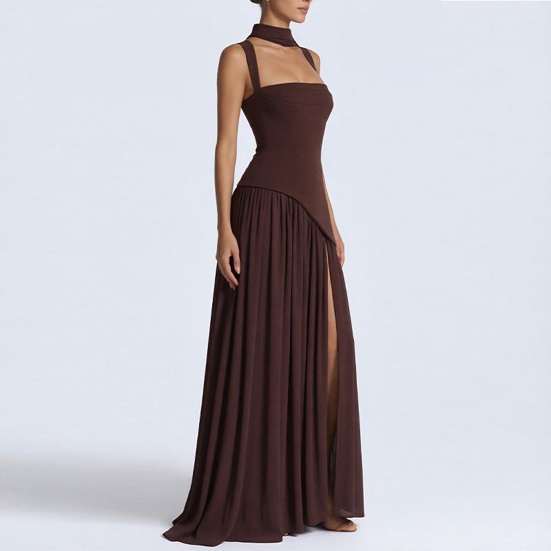 2025 Spring Women's Loose Casual Long Dress with Slit Pockets
