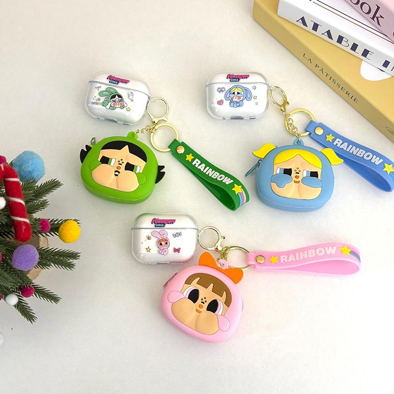 Cute Cartoon Wireless Earphone In-Ear Earbuds With Protective Case And Hanging Rope Strap For Phone Bluetooth Headphone Headsets