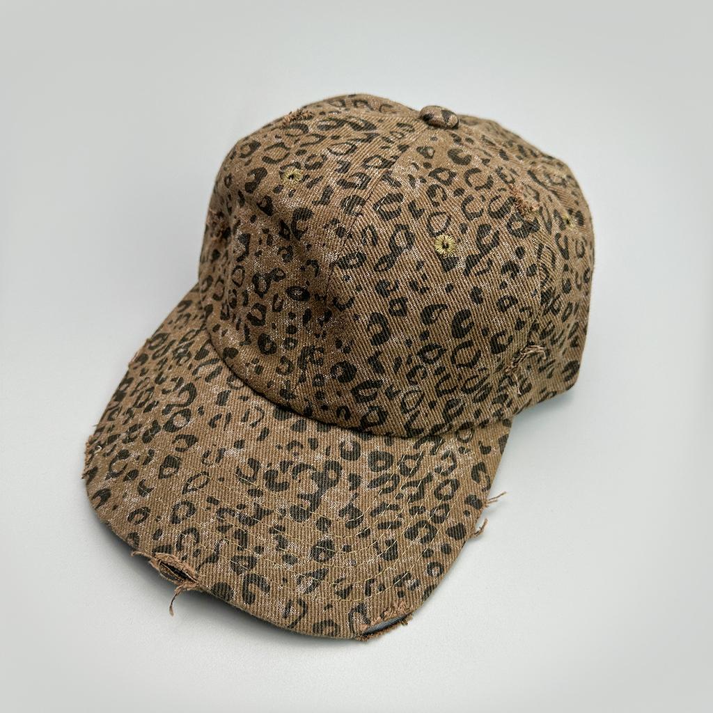 Classic Retro Leopard Print Ripped Wind Baseball Cap Men'S And Women'S Sunshade Personality Retro Hottie Cap