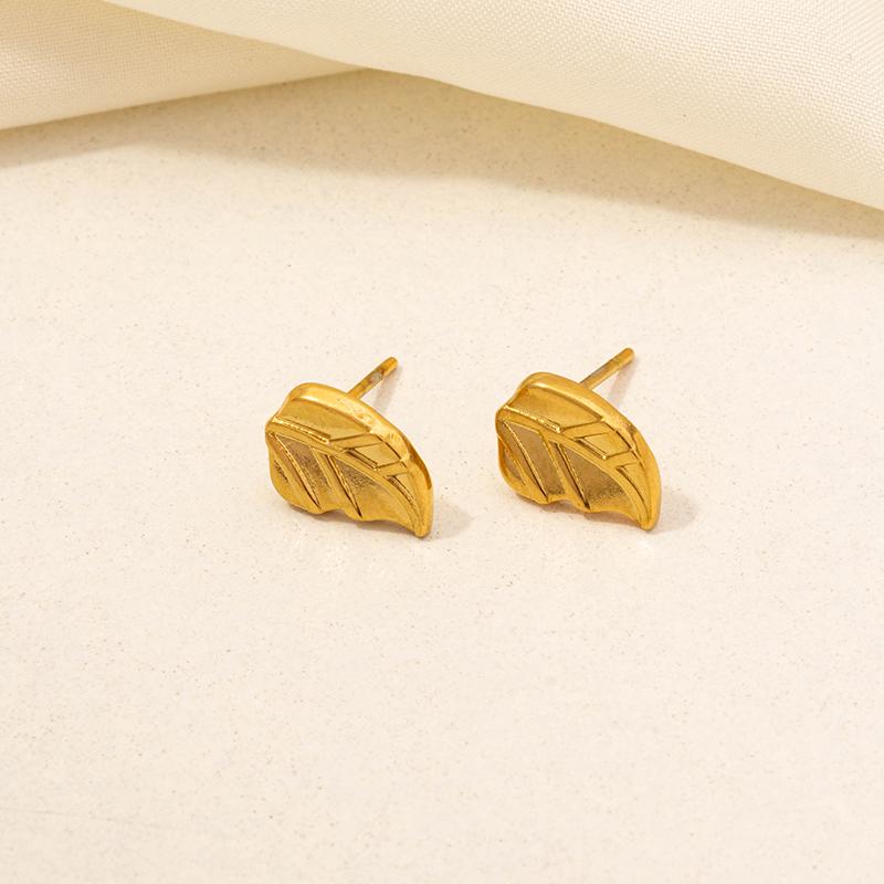 6pcs Real Gold Plated Fashion Plant Leaf Flower Earrings Stainless Steel Ear Studs For Men Women Jewelry Piercing Earring Party