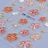 1pc Embossed Floral Nail Stickers - Translucent Flower Bows with Golden Glitter Accents, Self-Adhesive Glossy Nail Art Decals