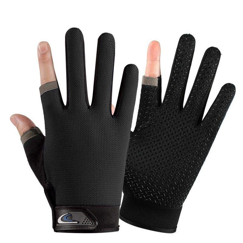 

Dew Two Finger Fishing Gloves Men s Outdoor Sun Protection Anti-Slip Flying Lure Breathable Touch Screen Thin Sports Cycling Gloves Black // Mesh Two Finger All yards