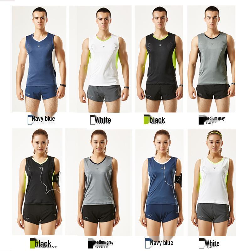 Couple's Quick-Dry Sports Set: Men's Short-Sleeve Tee & Women's Vest with Shorts