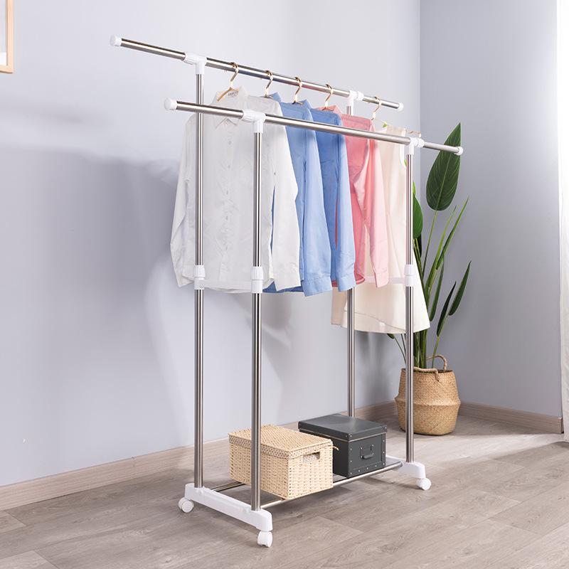 Youlite Stainless Steel Retractable Double Rod Clothes Drying Rack for Indoor & Balcony