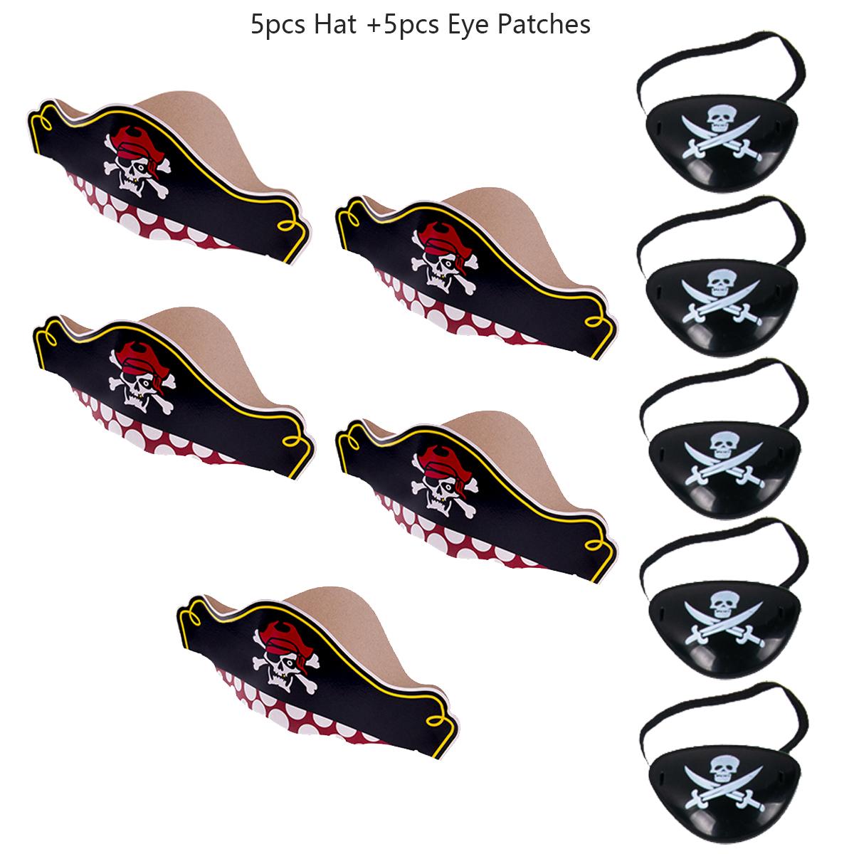

10pcs Pirate Captain Hat Classic Costume Cap Pirate Eye Patches set for Pirate Party Favors kids Halloween party Masquerade