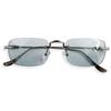 Quintet Square Fashion Glasses for Men and Two-Point Sunglasses, Rimless, Frameless, Women, 28-ty-3568 (1 Silver/Light Gray)
