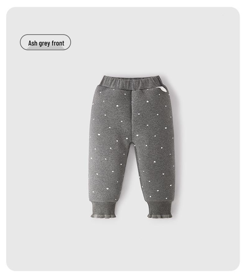 Antibacterial, Thermal Girls' Velvet Lace Cuffed Leggings for Autumn/Winter
