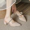 Fashion pointed toe suede leather sandals women two wears med-high heels summer shoes woman crystal band cover toe gladiator sandalias