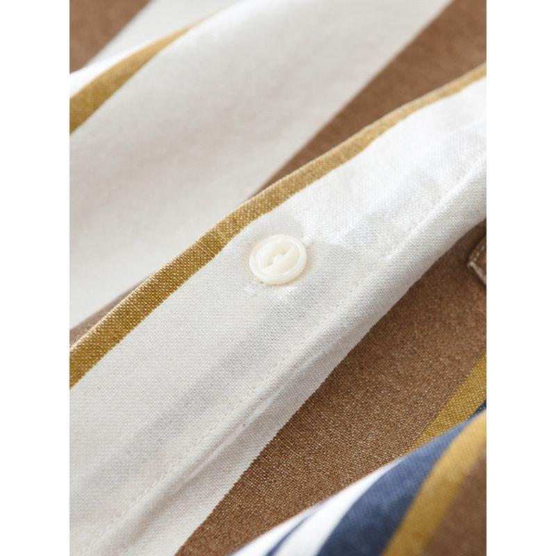 Spring Japan fashion Retro Stripe Color Matching High-Grade Pure Cotton Long sleeve Shirts Men's Shirt Outerwear Hong Kong British Style