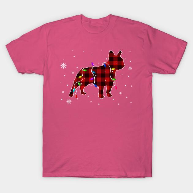 Summer Fashion Clothing Tshirt Funny French Bulldog Christmas Lights Red Plaid Gi Print Men Solid Color Slim Fit Short Sleeve Tops