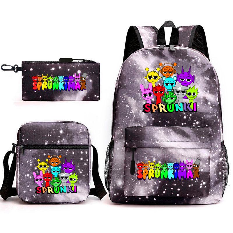 Anime Cartoon Backpack Sprunki Large Capacity Primary School Student Schoolbag Satchel Pencil Case