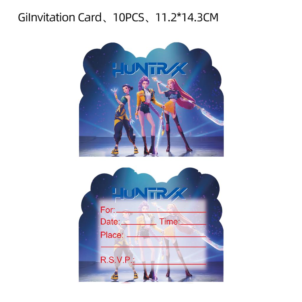 K Pop Dämonenjäger Geburtstagsdekoration Luftballons Partyzubehör Einweggeschirr Banner Girlande Babypartyzubehör Geschenke