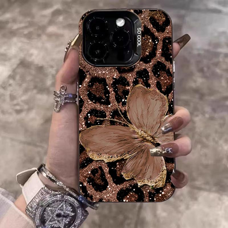

Luxury Butterfly Leopard Print Electroplate Phone Case For Xiaomi Mi 15 14 13 12 13T 14T Pro 11 Lite NE Poco X5 X6 M6 Pro Cover Mi 15