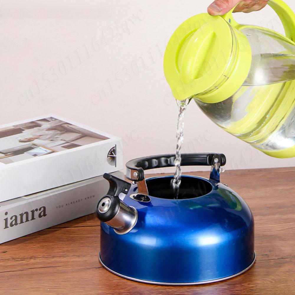 3L Stainless Steel Whistling Tea Kettle Water Boiler Heat-Resistant Flat Bottom Teapot Multi-Function Camping Pot for All Stoves