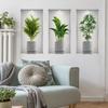 3 Blätter Grüne Pflanze Topfpflanze Wandaufkleber 3D Falsches Fenster Wandaufkleber Vinyl Wohnzimmer Hintergrunddekoration Wandaufkleber