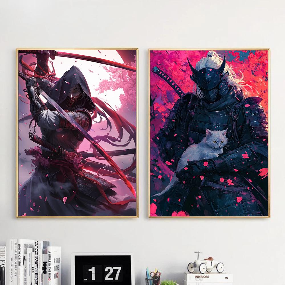 Handsome And Mysterious Japanese Samurai Anime Character Art Poster Canvas Printing Living Room Bedroom Home Decoration Painting