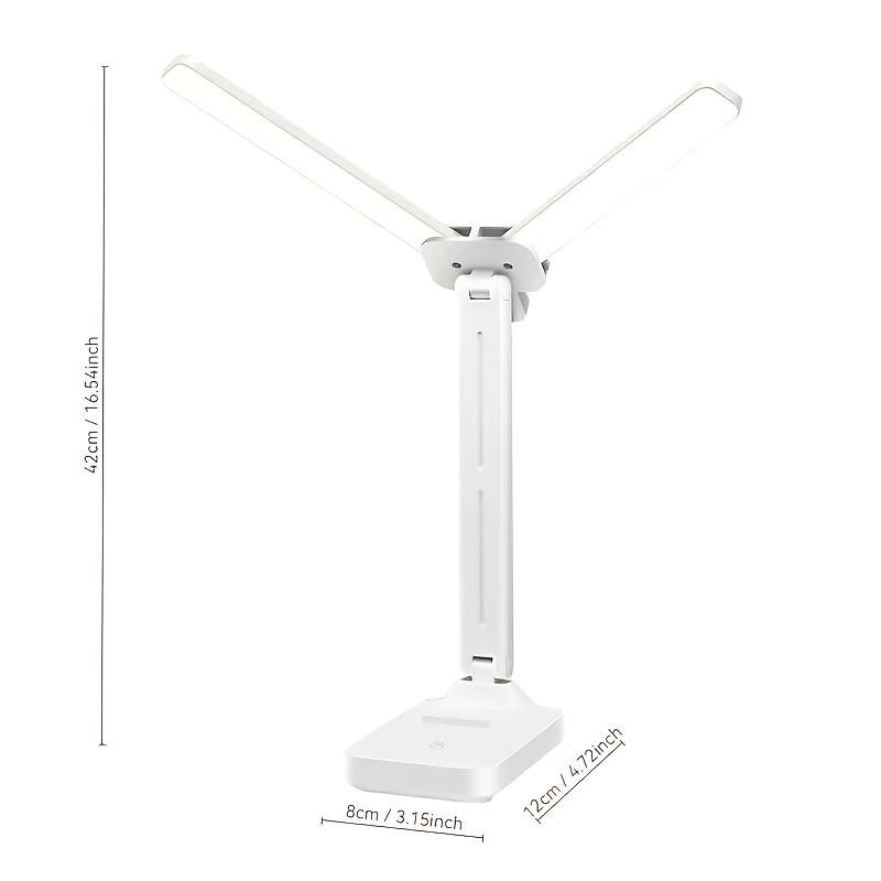 Foldable dual head LED eye protection study desk lamp