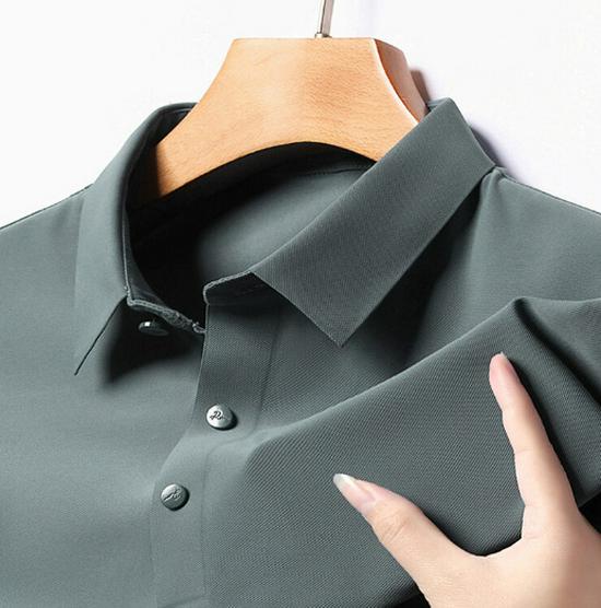 2024 Men's Summer Seamless Short-Sleeve Polo Ice Silk Stretch Shirt