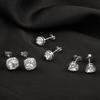 Hypoallergenic Silver Stud Earrings for Women Cubic Zirconia Halo Round Heart Square Diamond Large Silver Stud Set Earring