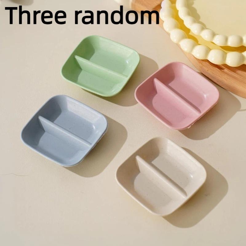 3/6Pcs Household Kitchen Dipping Snack Dish Multiple Cute Shape Seasoning Dish Snack Dish Wheat Straw Small Plate Tableware