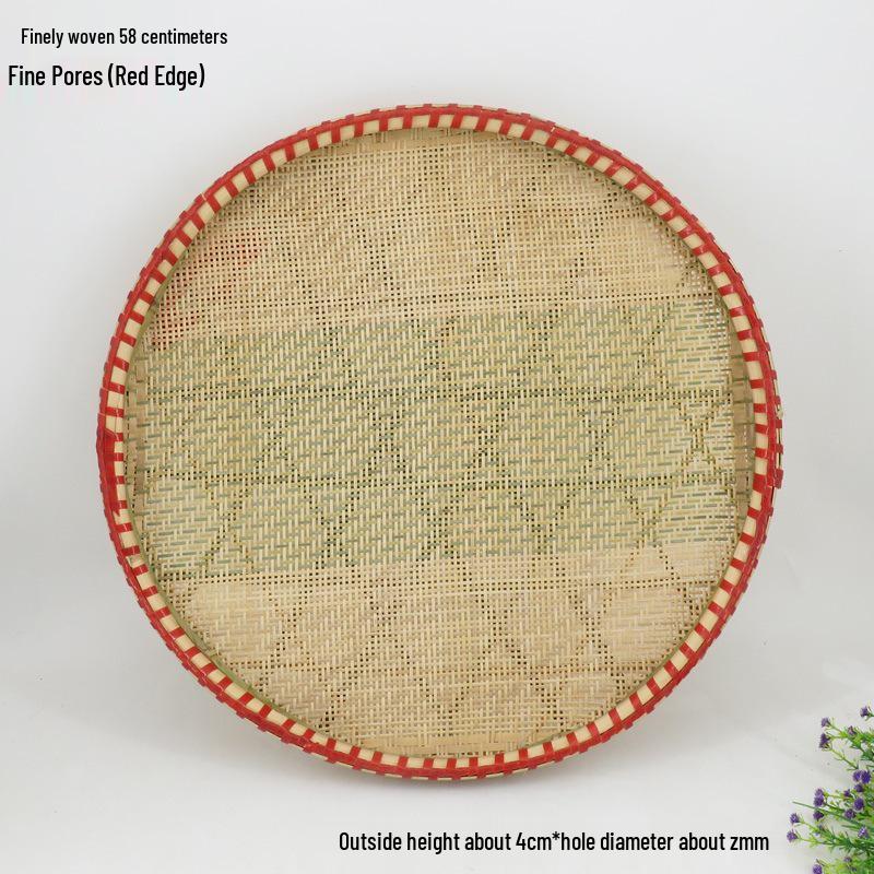 Blue Bamboo Weaving Sieve for Drying Tea, Dried Goods, and Rice - Round Winnowing Basket Tray
