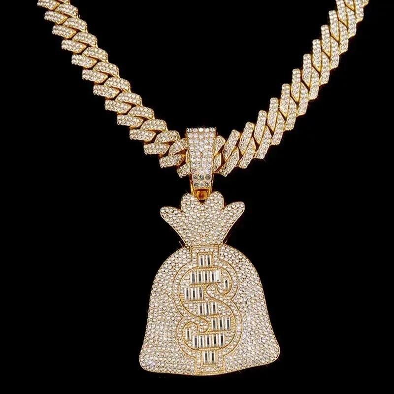 New Arrival Alloy Money Bag & Coin Pendant Cuban Chain Necklace - Trendy Hip-Hop Rap Jewelry for Men