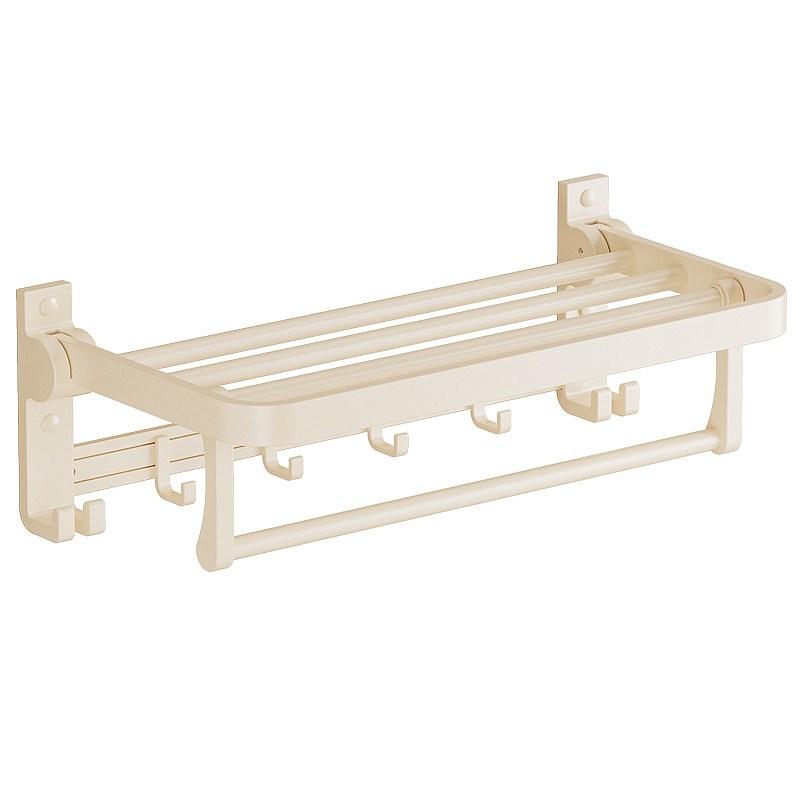Cream Space Aluminum Towel Rack No Drill Bathroom Towel Holder Wall Mount Organizer Set