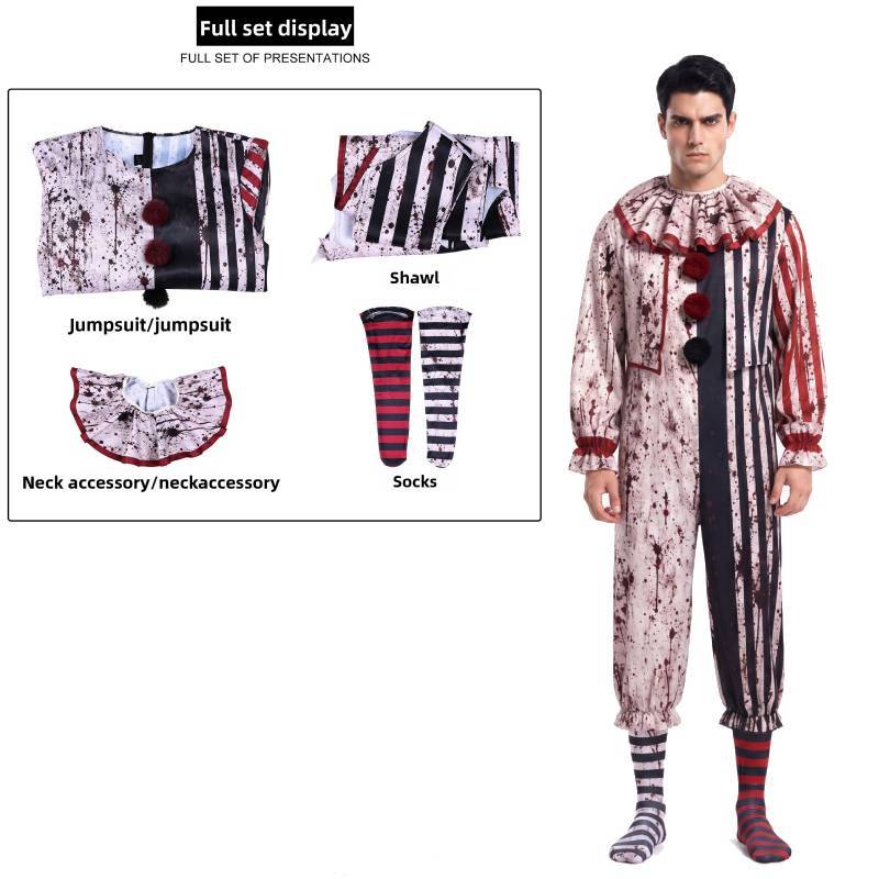 Terrifier Cosplay Kostīmu Komplekts Ar Satīna