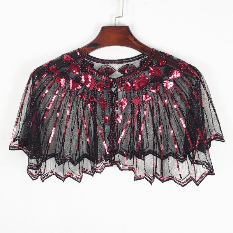 Damen Sommer Pailletten Mesh Schal - Aushöhlen Perlenmode Europäisch Amerikanisch Schulterwickel Sonnenschutz Strickjacke Weste