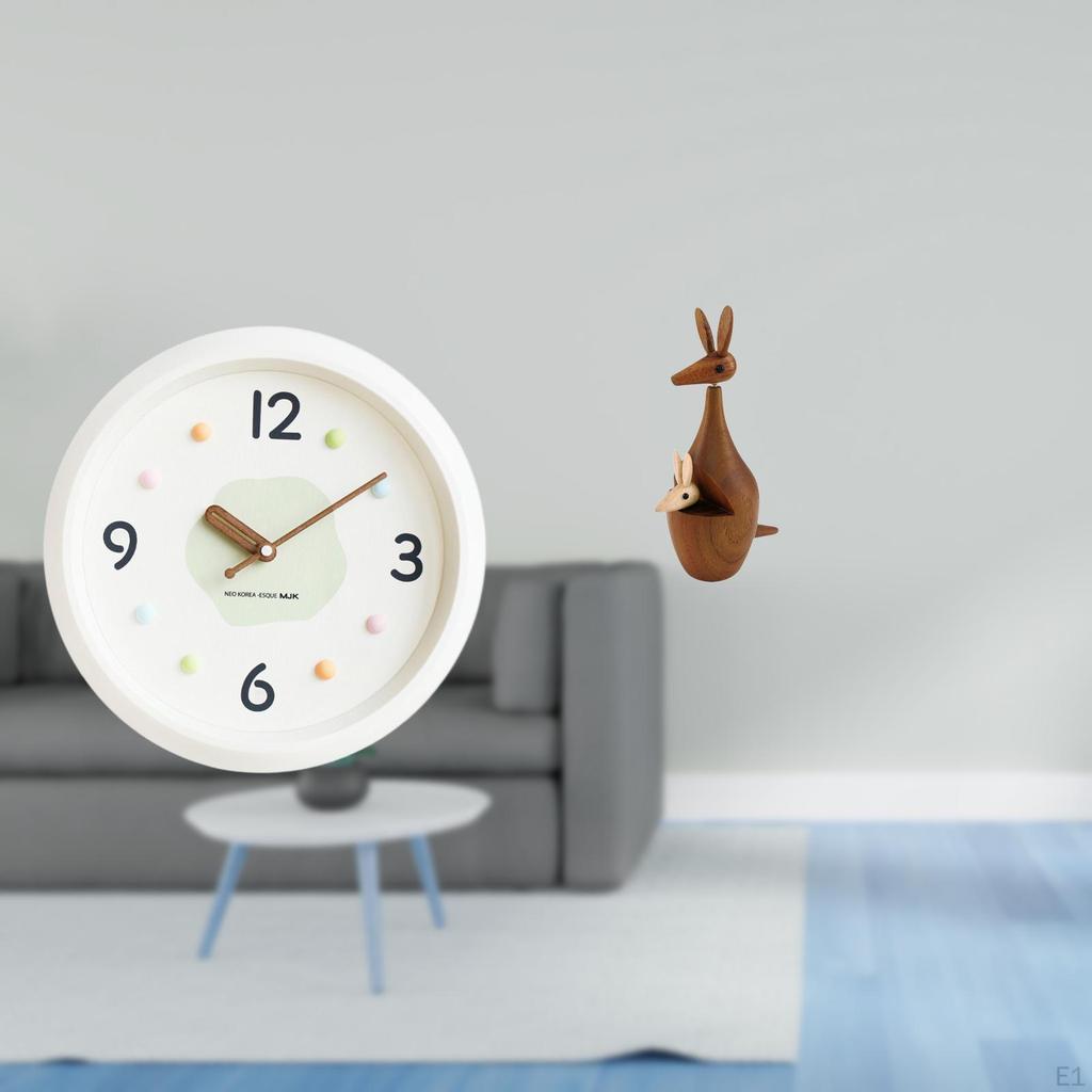 Modern Decorative Wall Clock with Large Numerals And Animal Figurine Statue for Home Office Study