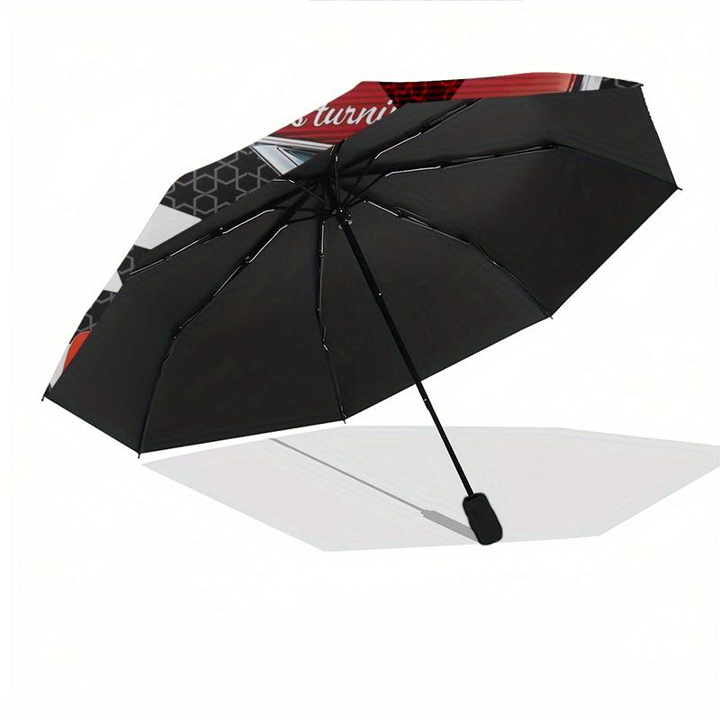 Lightning McQueen,Cars Movie Fully automatic themed umbrella - 8 ribs durable iron frame, tri-fold compact design, perfect as a gift, travel