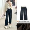 Womens High-Waisted Warm Fleece-Lined Cropped Flare Jeans Winter 2026 Cotton Stretch Denim Slim Fit