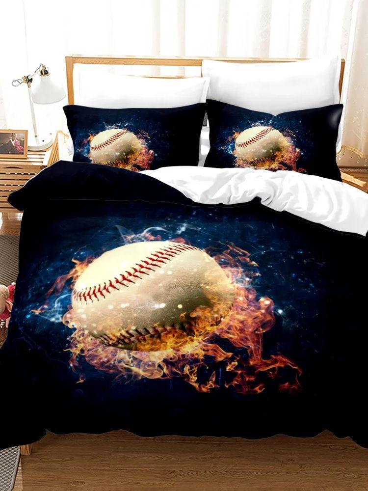 Baseball Sport Bettwäsche Set Bettbezug Kissenbezug 100% Polyester 3D Bettdecke Digitaldruck Steppdecke Bezug King Size für Jungen