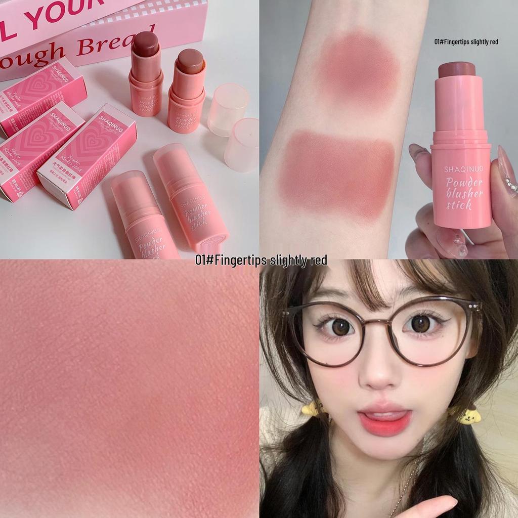 SHAQINUO Smooth Blush Stick: Natural Matte, Easy-Blend Cream Enhancing Complexion for a Youthful Look.