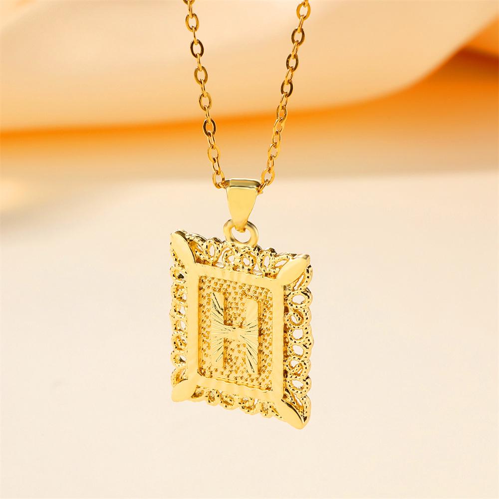 26-Letter Stainless Steel Necklace with Copper Pendant - European & American Fashion for Men