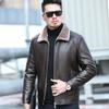 Haining casual fur integrated men's middle-aged and elderly leather jacket with fleece and thickened sheepskin jacket for winter