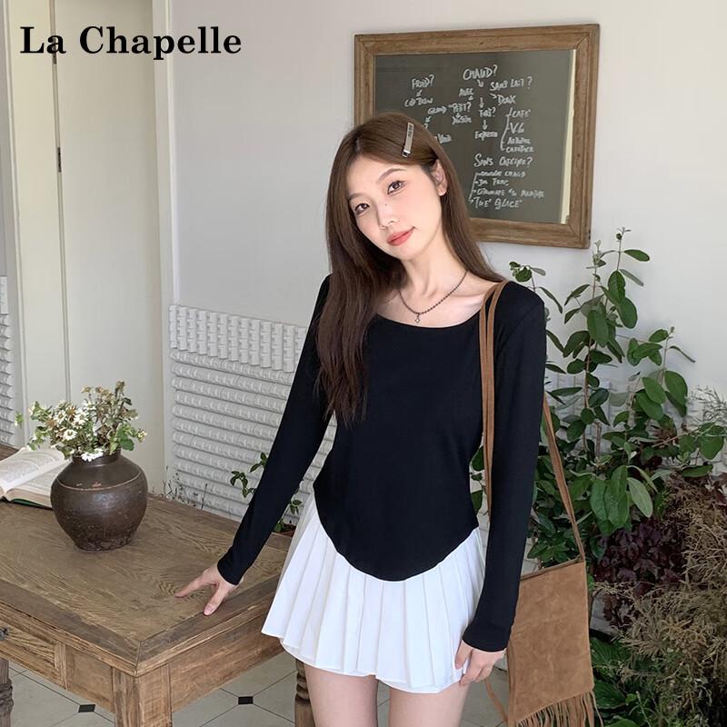 La Chapelle Women s Square Neck Cotton Blend Long Sleeve Top M