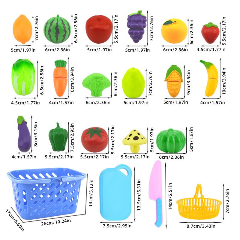 DIY Fruit Cutting Toys Fruits And Vegetables Parent-Child Simulation Pretend Play Kitchen Toy Food with Basket Kids Christmas