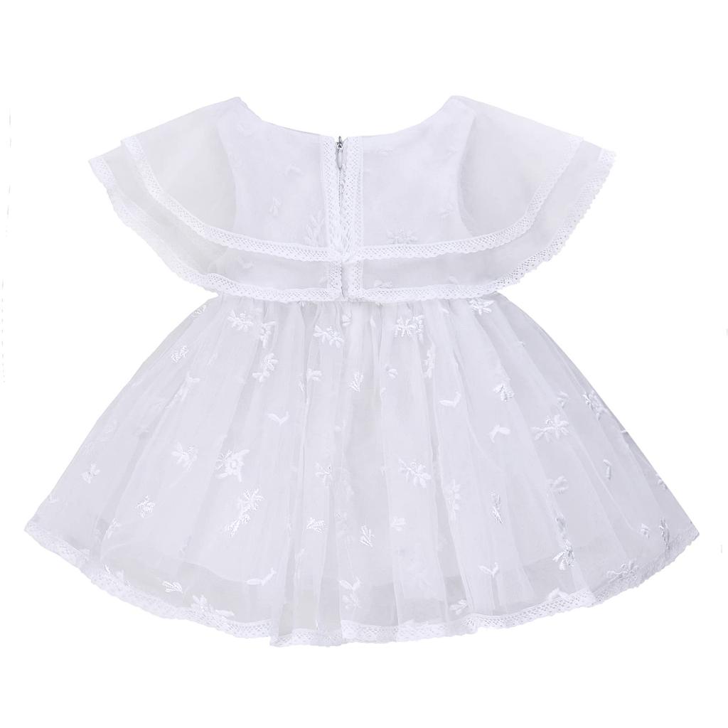 Famuka Baby Summer Tulle Skirt Cotton Coverall Dress with Solid Beige Sizes Girls' Dress, Ruffles, (White 3, 12-18M)
